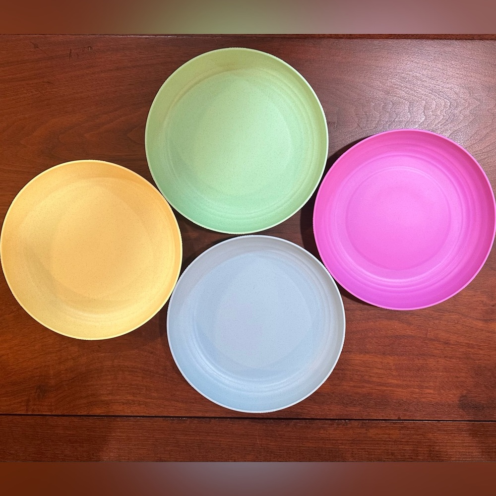 🌿 Wheat Straw Plates – Set of 4 (Eco-Friendly) Reusable Dinner Plates Camping